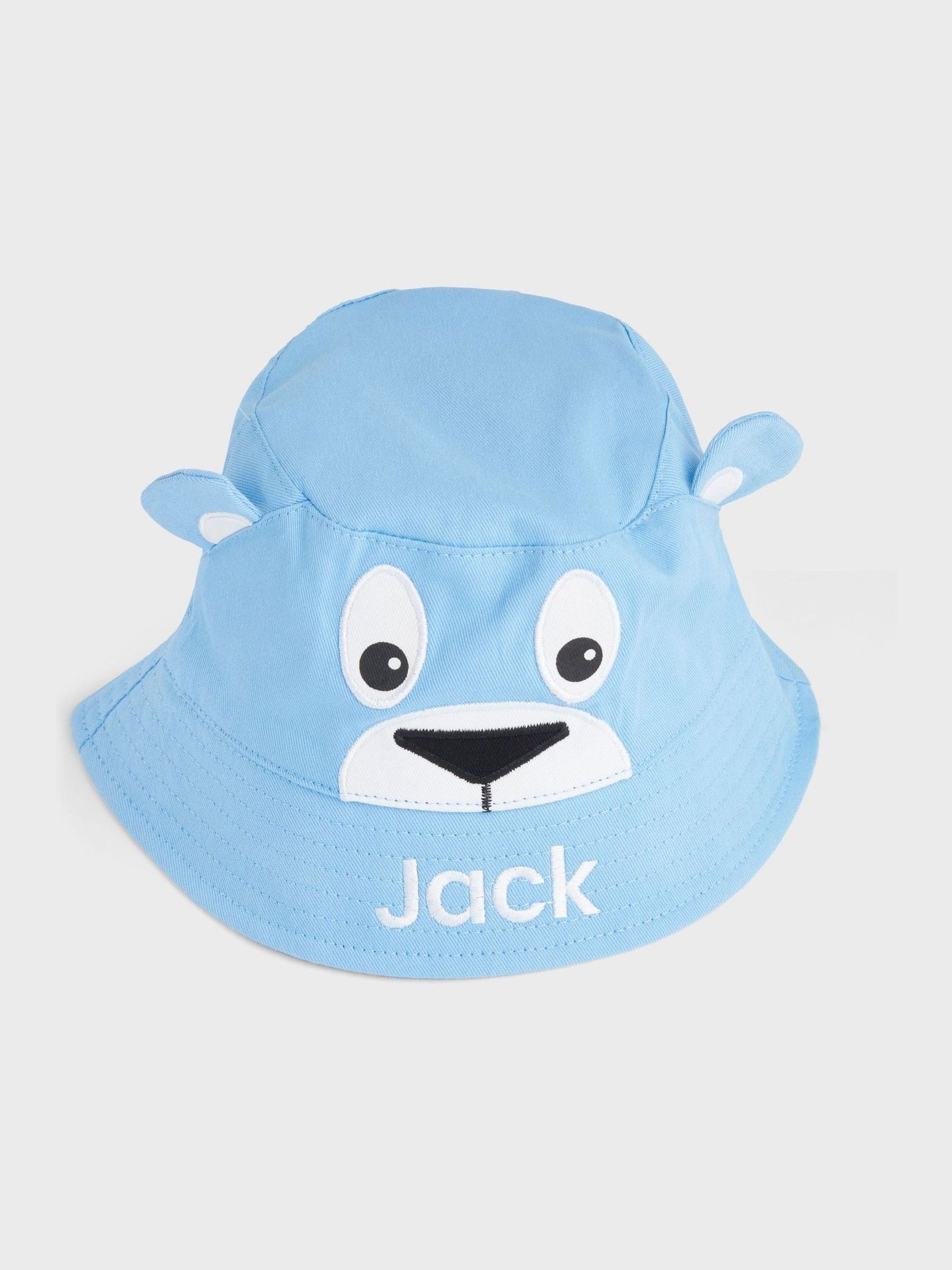 Dollymix personalised baby character bucket hat 100% cotton, imported from the UK