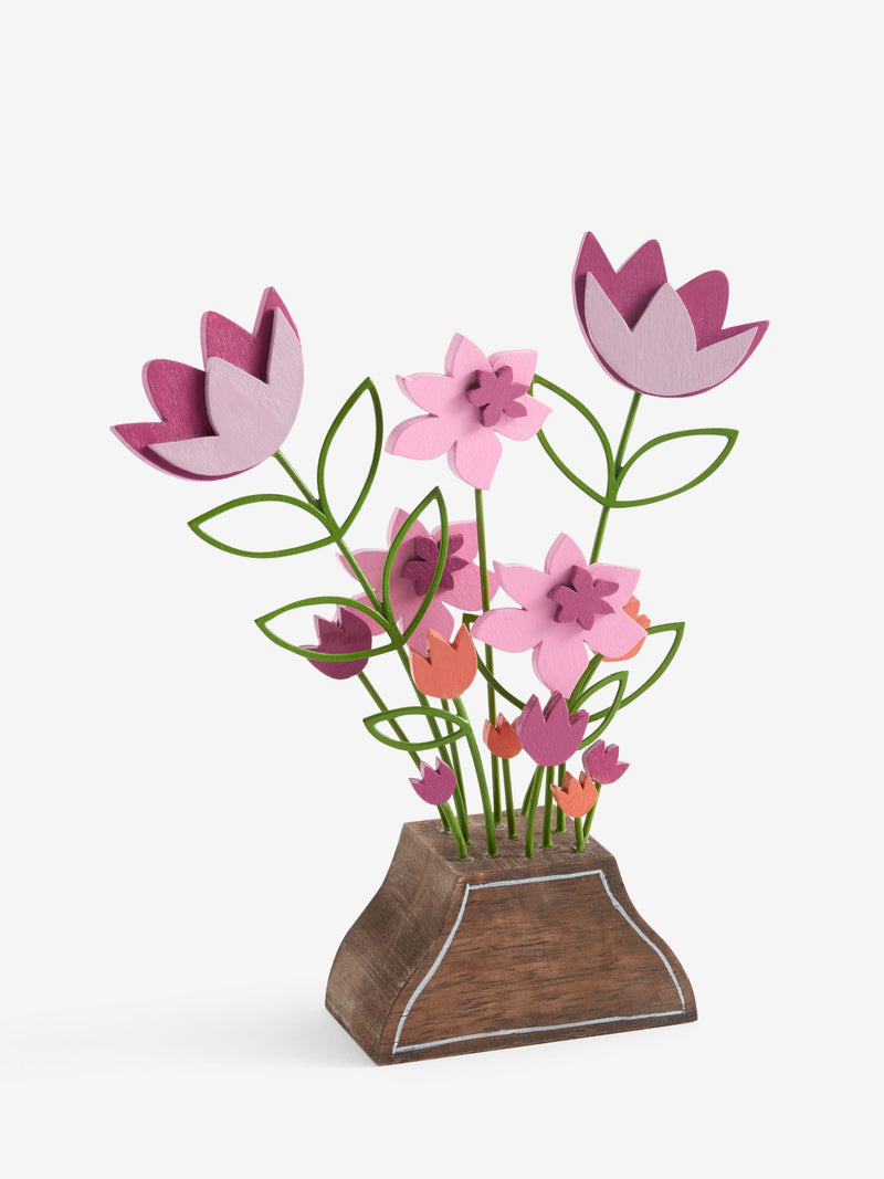 Purple wooden floral arrangement wire ornament 19cm, imported from the UK