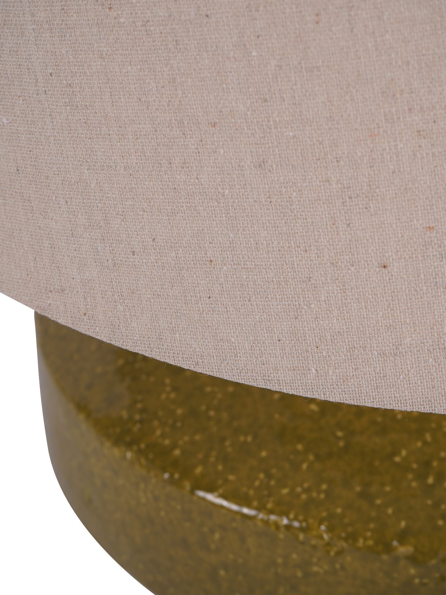 Libra Interiors green table lamp with linen shade, UK version