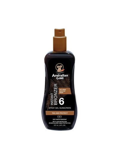 Australian Gold SPF 6 Instant Bronzer Spray Gel Sunscreen 237ml
