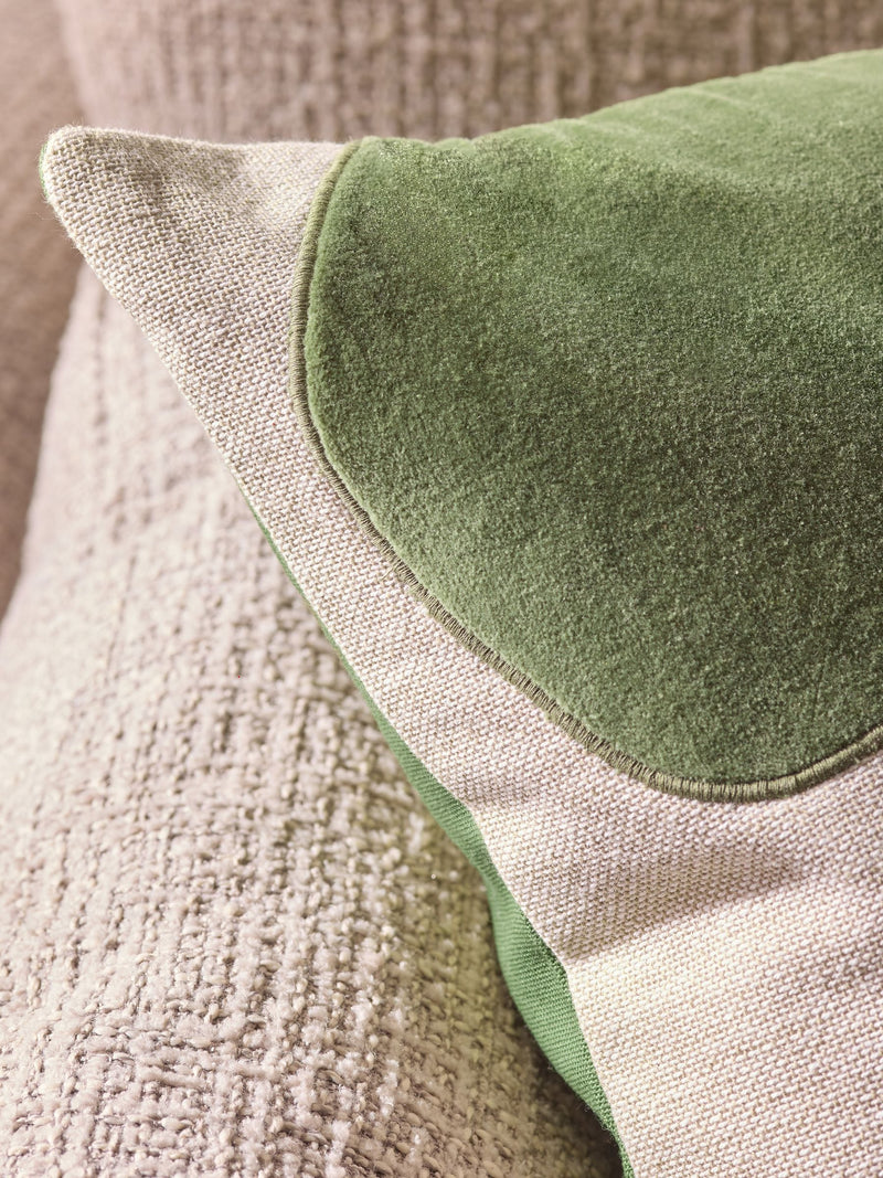 Green square cushion 50cm with black and white pattern, UK version
