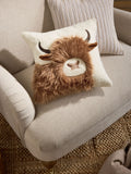 Faux fur Hamish the Highland Cow cushion 43cm, UK version