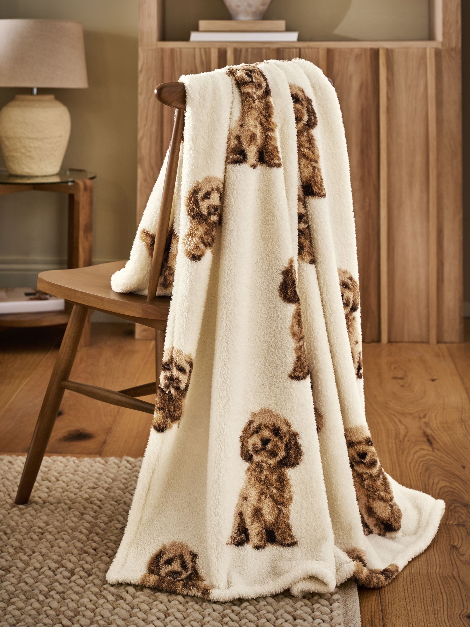 Fleece throw Charlie the Cockapoo natural design (British brand)