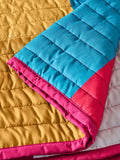 Multi quilted stripe bedspread, imported from the UK