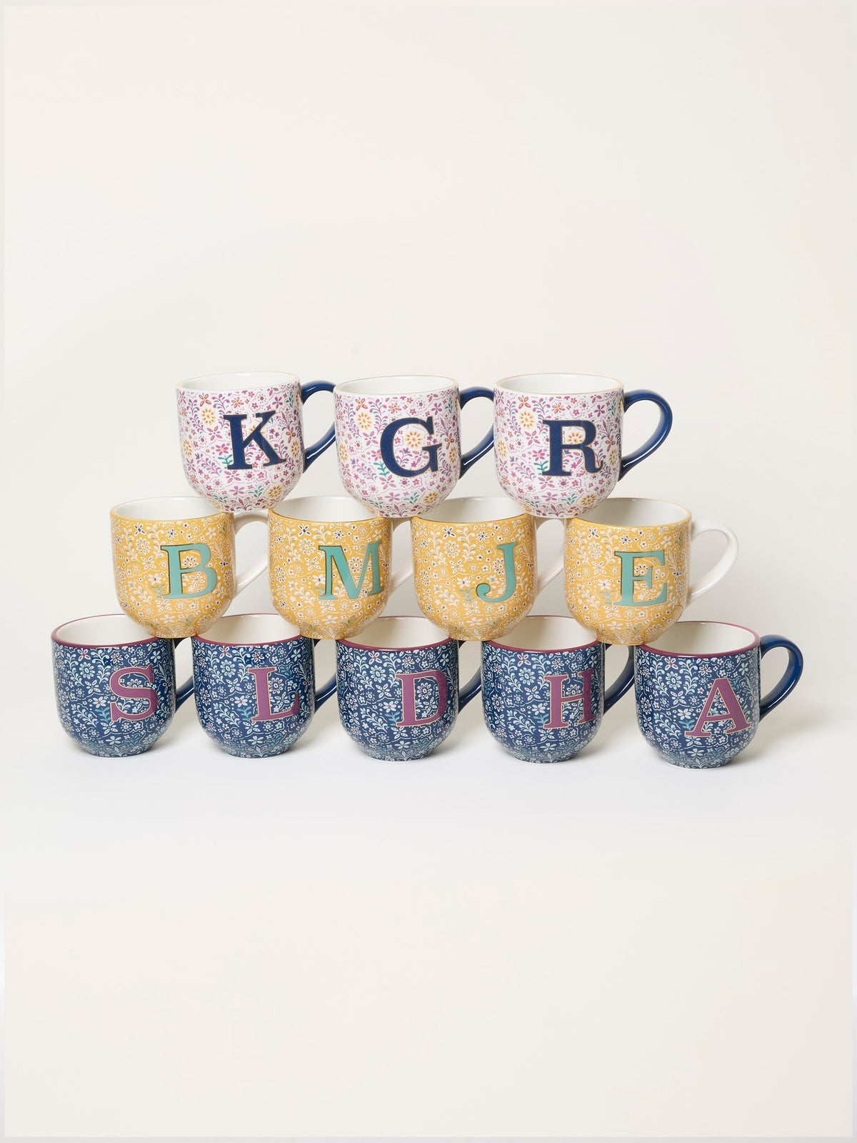 FatFace Multi Alphabet Floral ceramic mug (British brand)