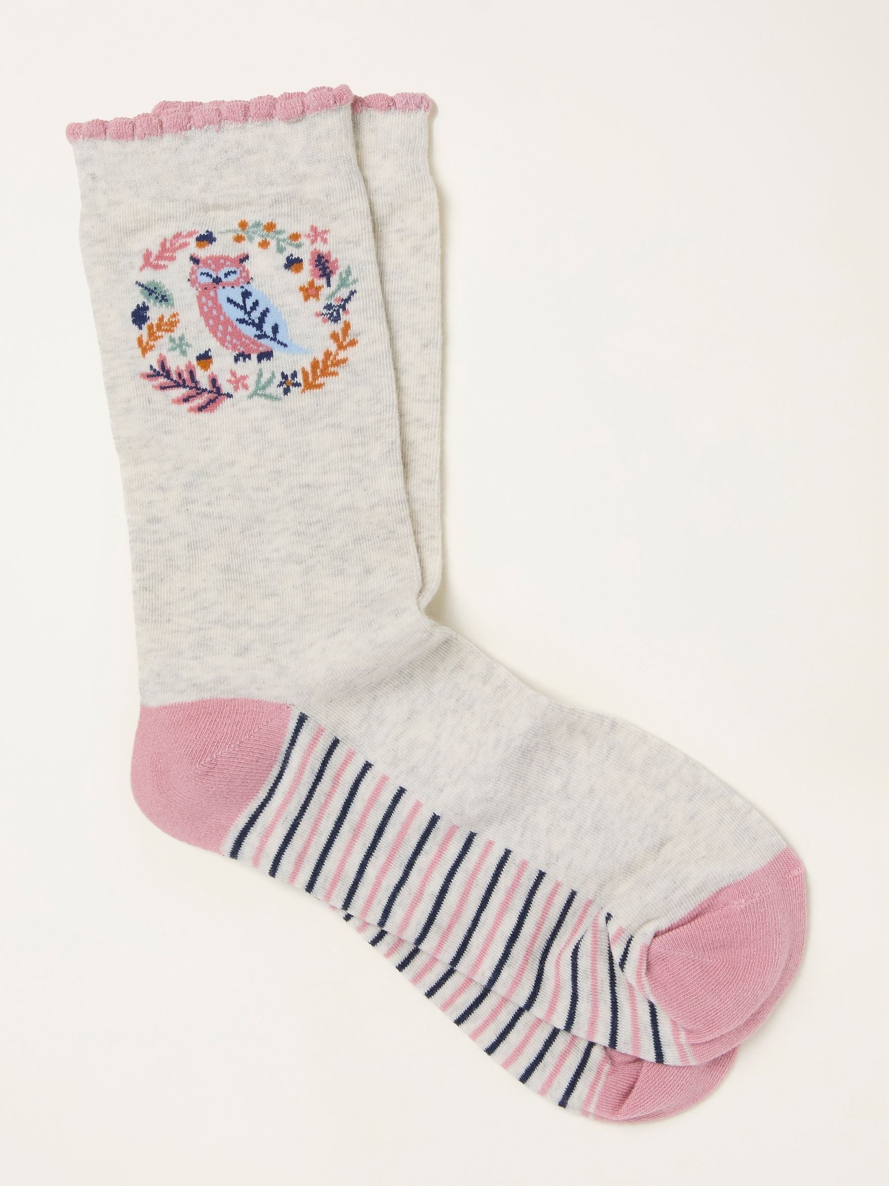 FatFace Navy Owl Socks in a Mug