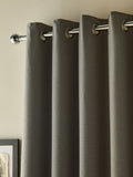 Charcoal Grey Soft Weave Linen Blend Lined Eyelet Curtains