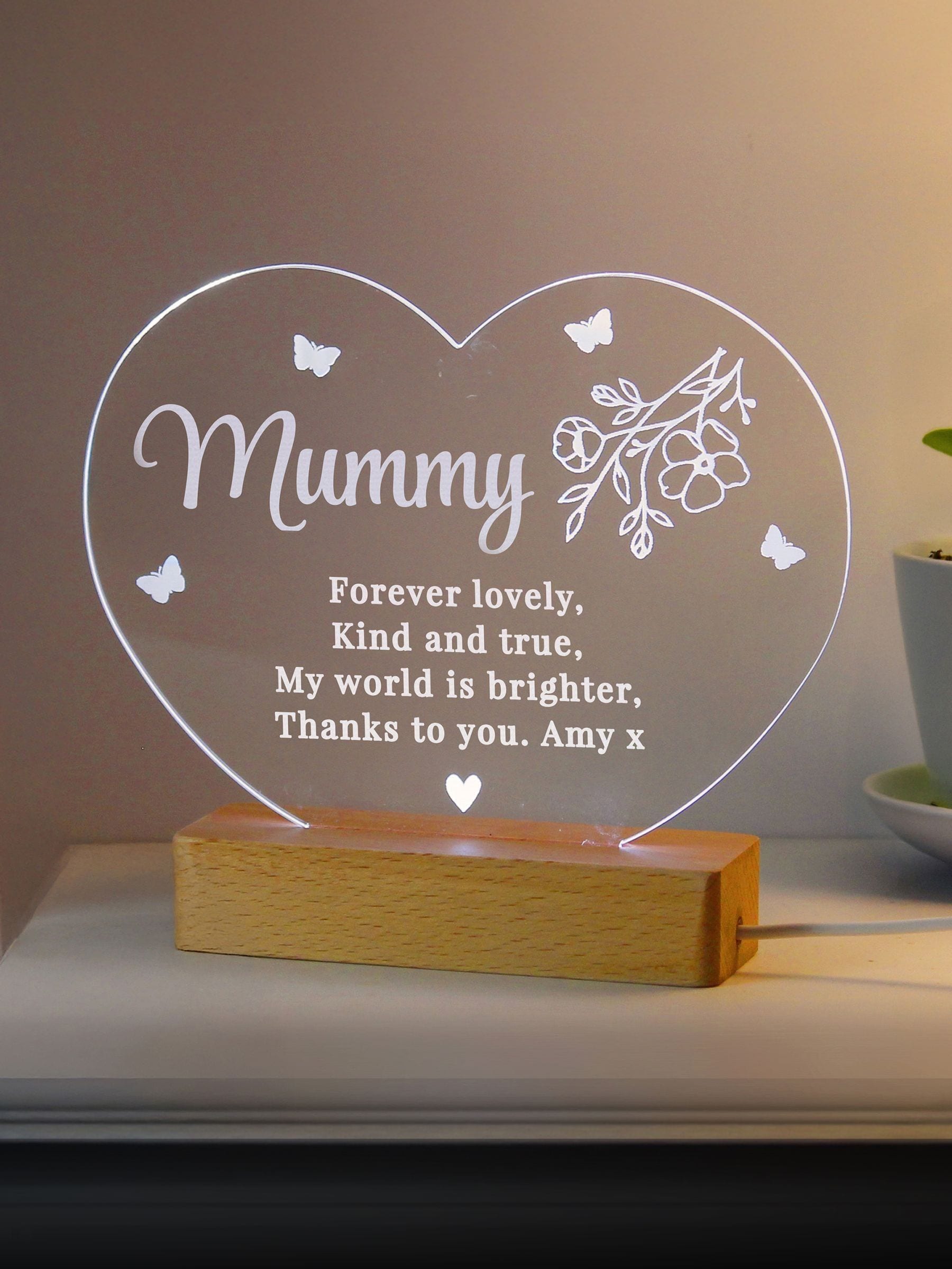 PMC Personalised Floral Heart LED Light, imported from the UK