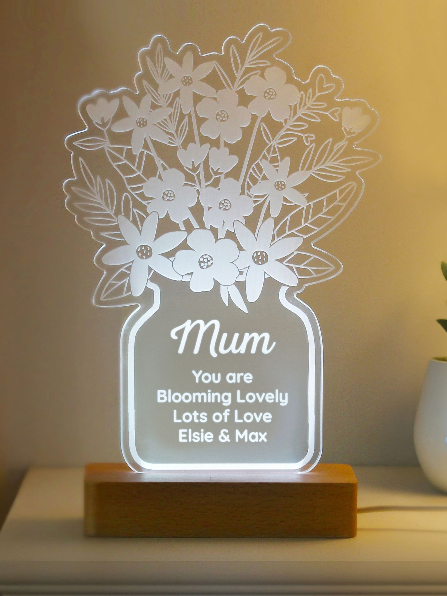 PMC personalised flower vase LED light (British brand)