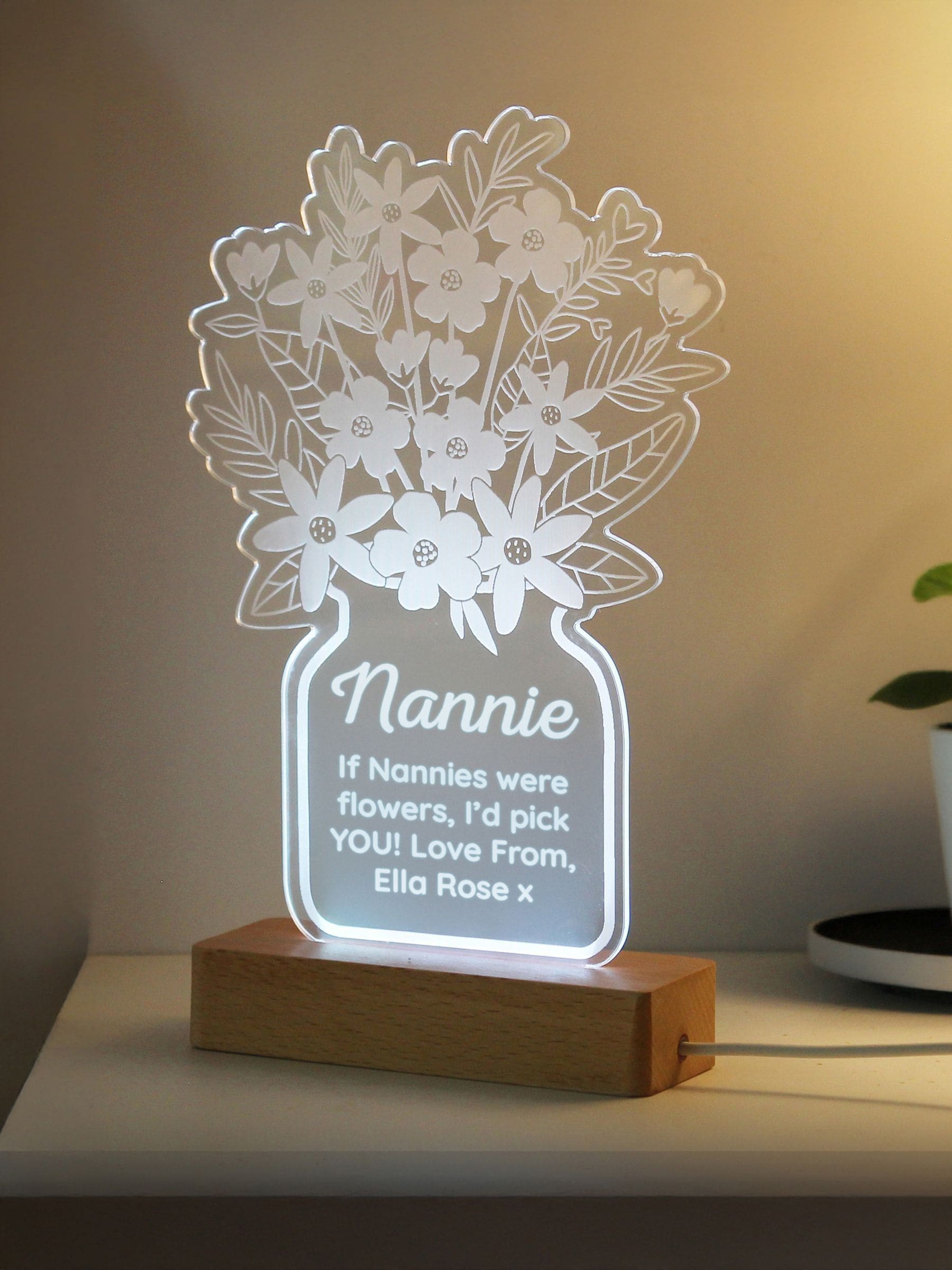 PMC personalised flower vase LED light (British brand)
