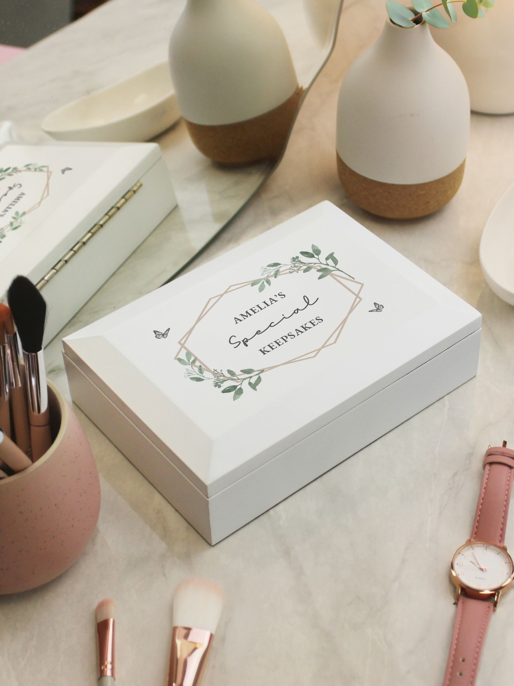 PMC personalised butterfly wooden jewellery box, imported from the UK