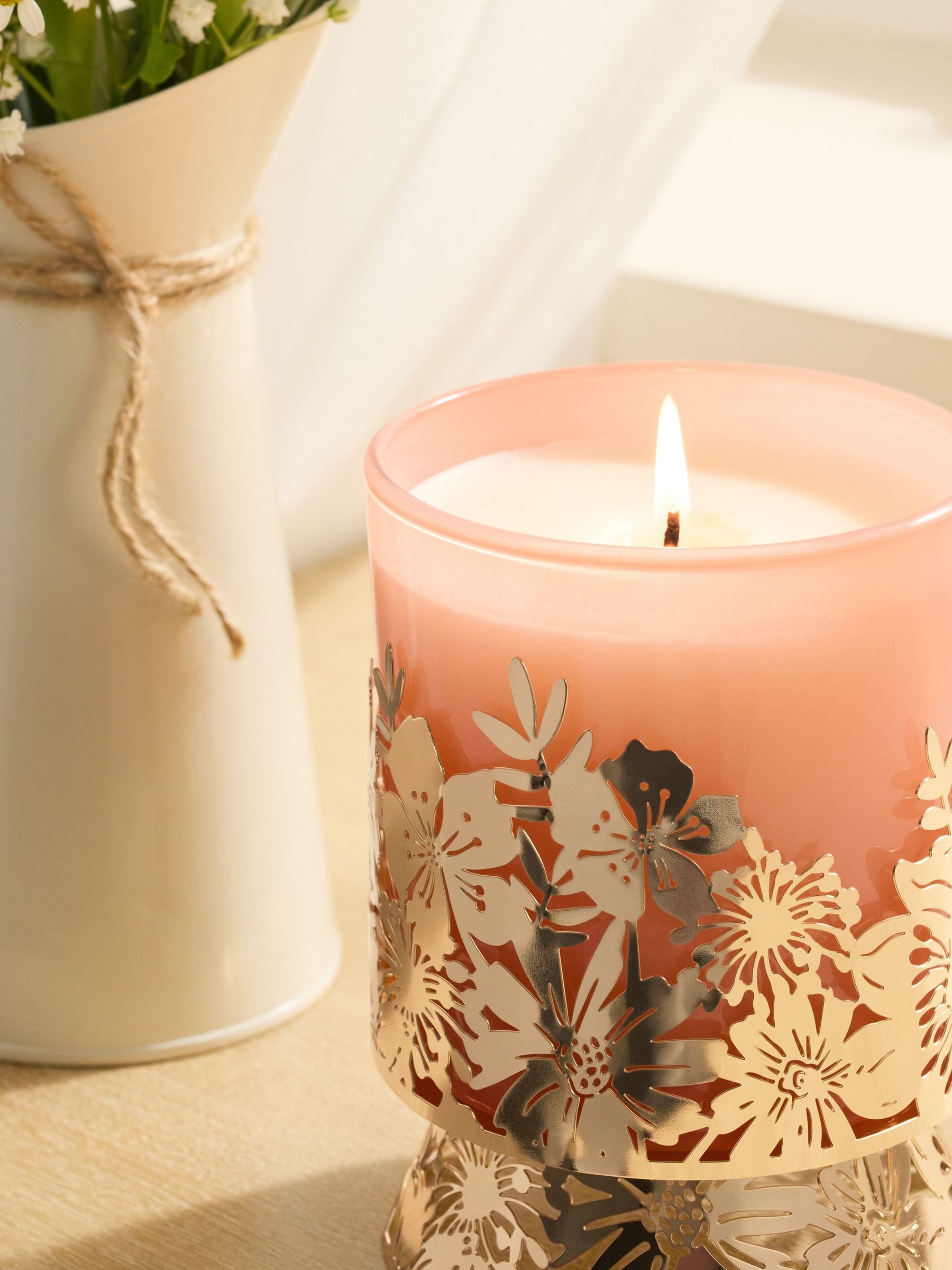 Orange Blossom floral decorative candle 13.5cm, UK version