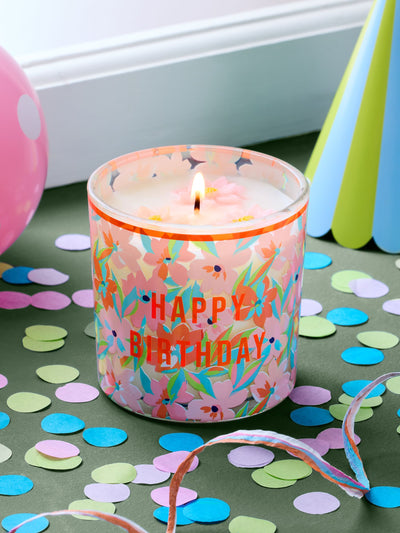 Next Orange Blossom Happy Birthday Floral Candle 10cm- Buy online at McGrocer