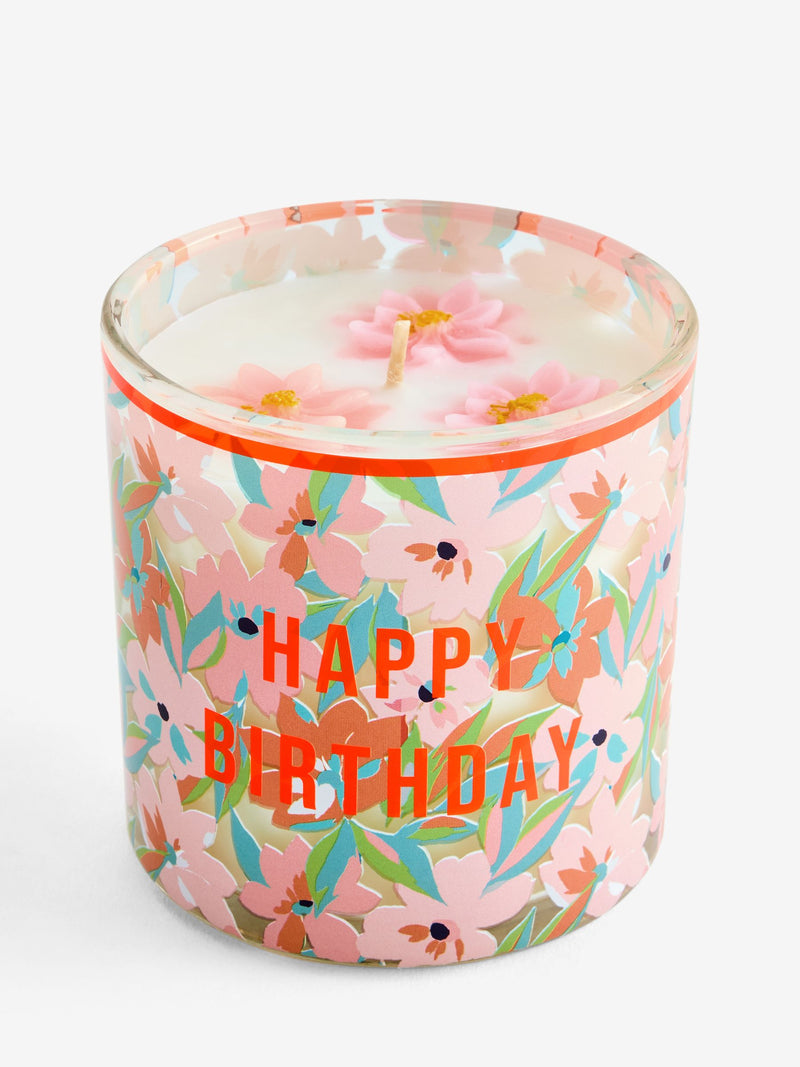 Orange Blossom floral birthday candle, imported from the UK