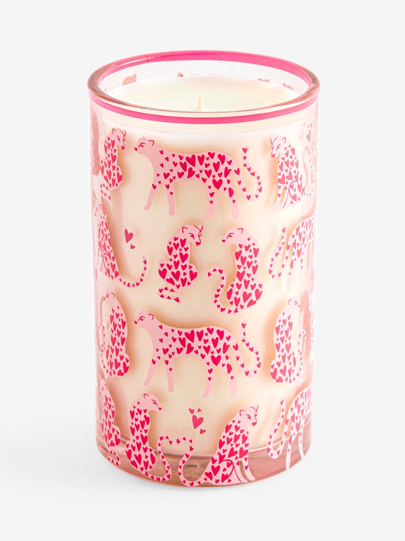 Leopard print pillar candle Dark Orchid Patchouli 14.5cm - British product