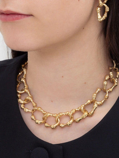 Bibi Bijoux Gold Bambus Kettenhalskette 40cm mit 8cm Verlängerung
