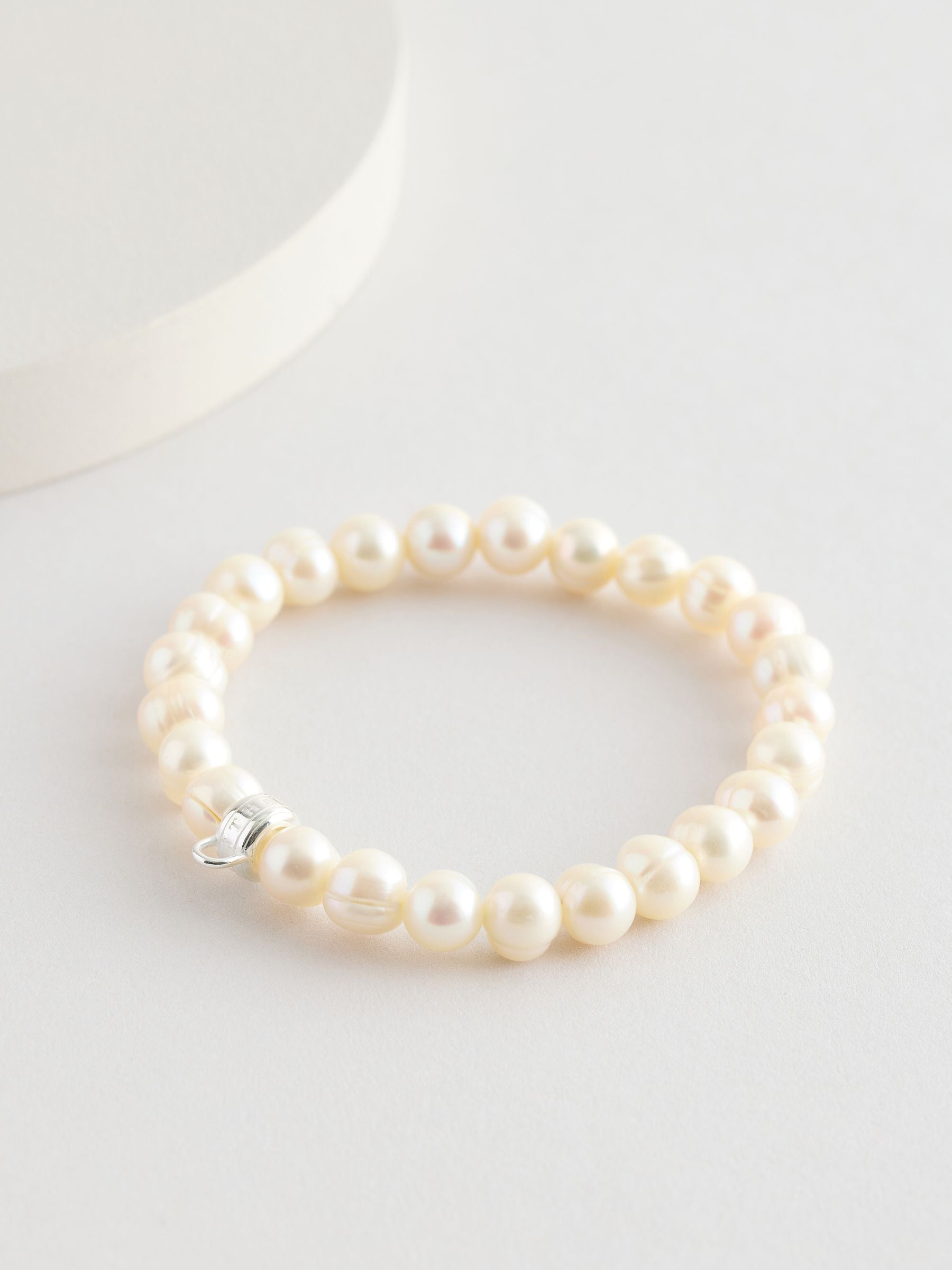 Thomas Sabo rose quartz oval pearl bead bracelet (British brand)