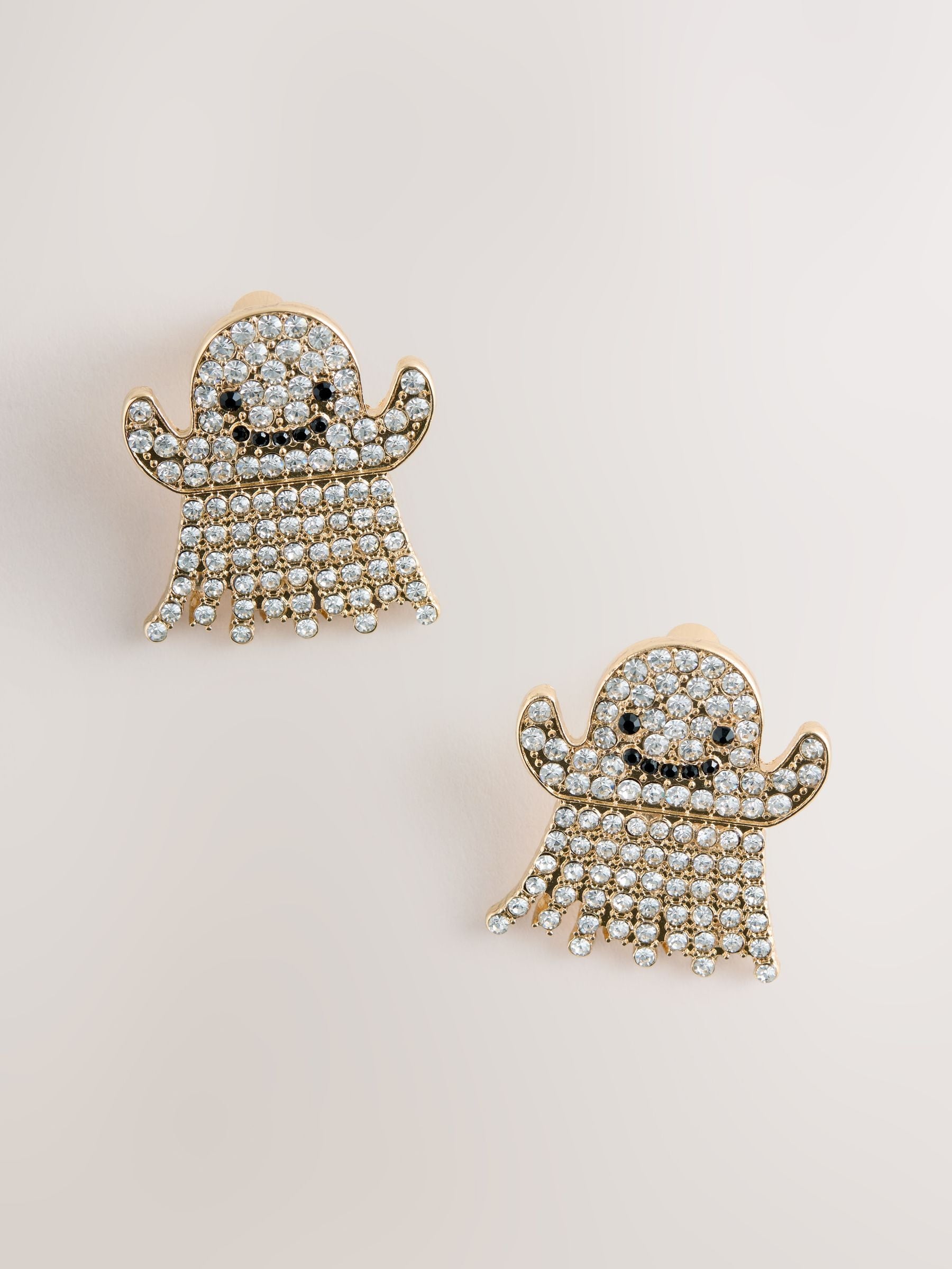White Halloween ghost stud earrings (British brand)
