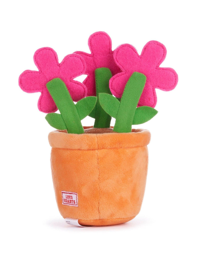 Swizzels Love Hearts flowerpot soft toy 16cm, imported from the UK