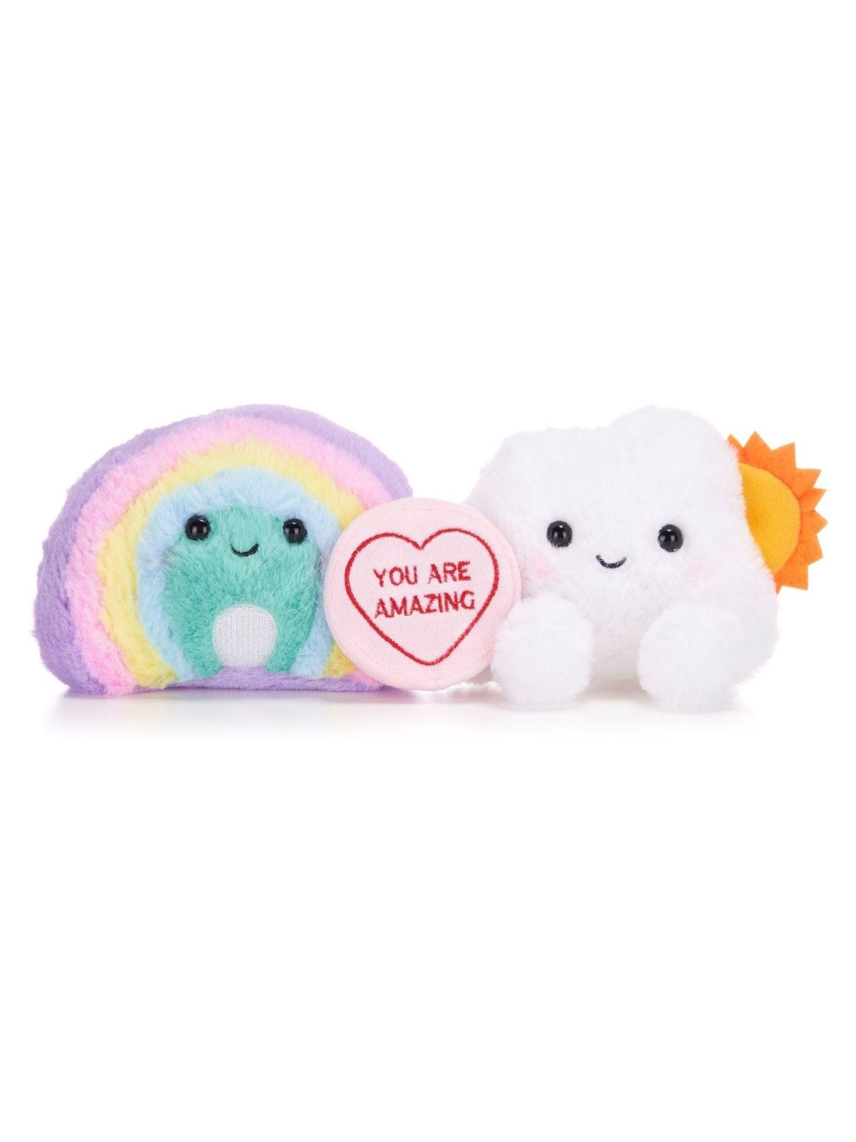 Swizzels Love Hearts Rainbow Cloud soft toy pair, UK version