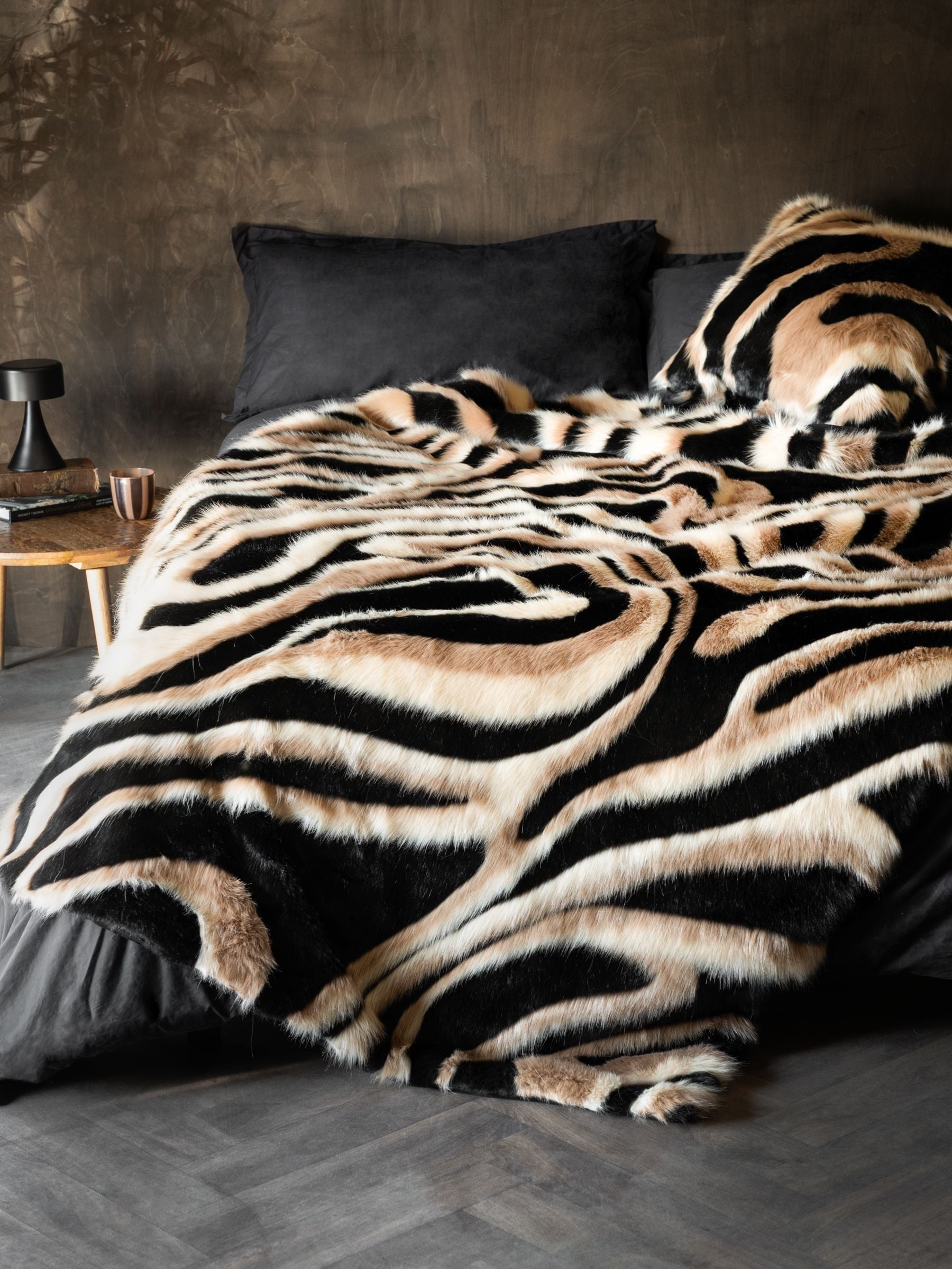 Rockett St George black tiger faux fur throw 150x200cm (British brand)