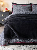Rockett St George black luxe faux fur slogan throw British brand