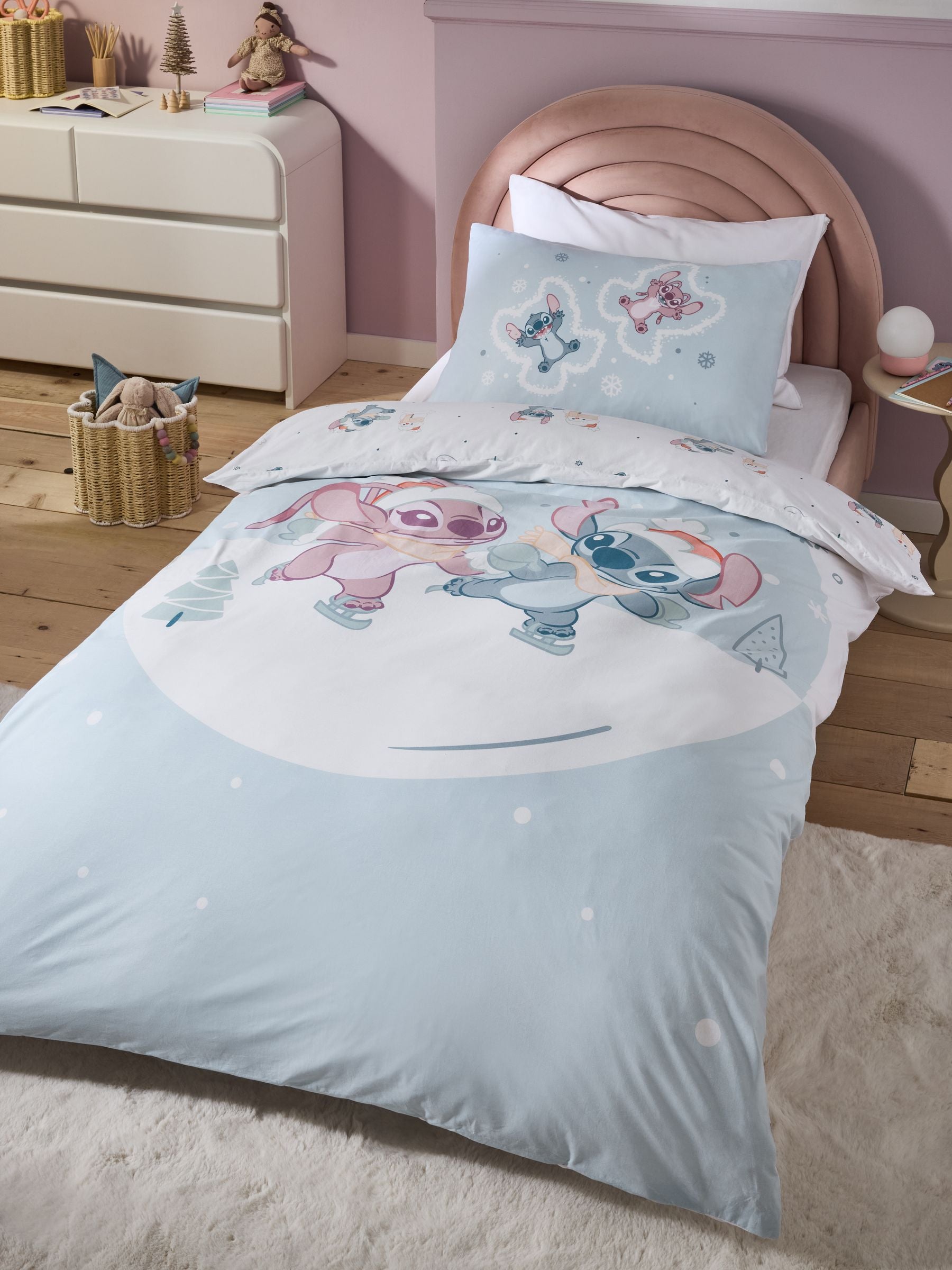 Blue Christmas Disney Lilo and Stitch duvet cover and pillowcase set - British product