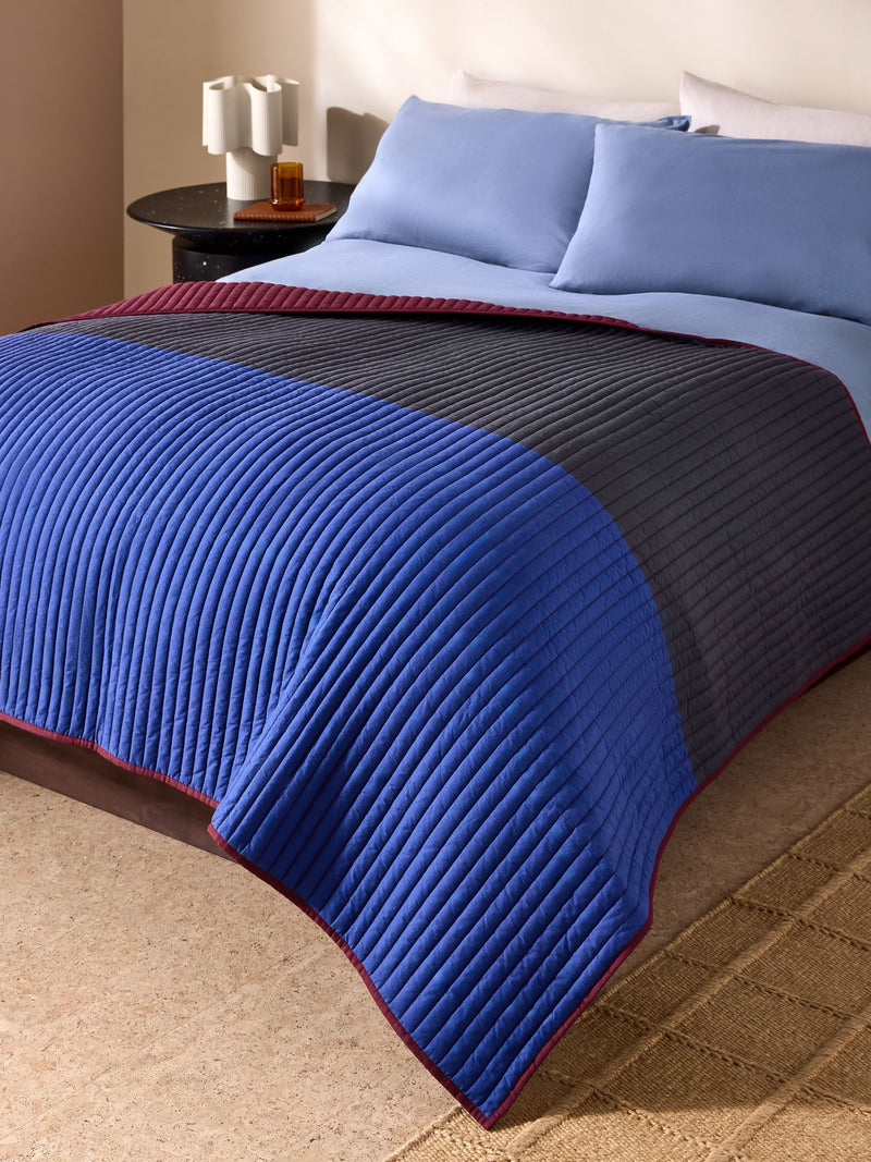MADE.COM Navy Imleda Quilted Cotton Bedspread