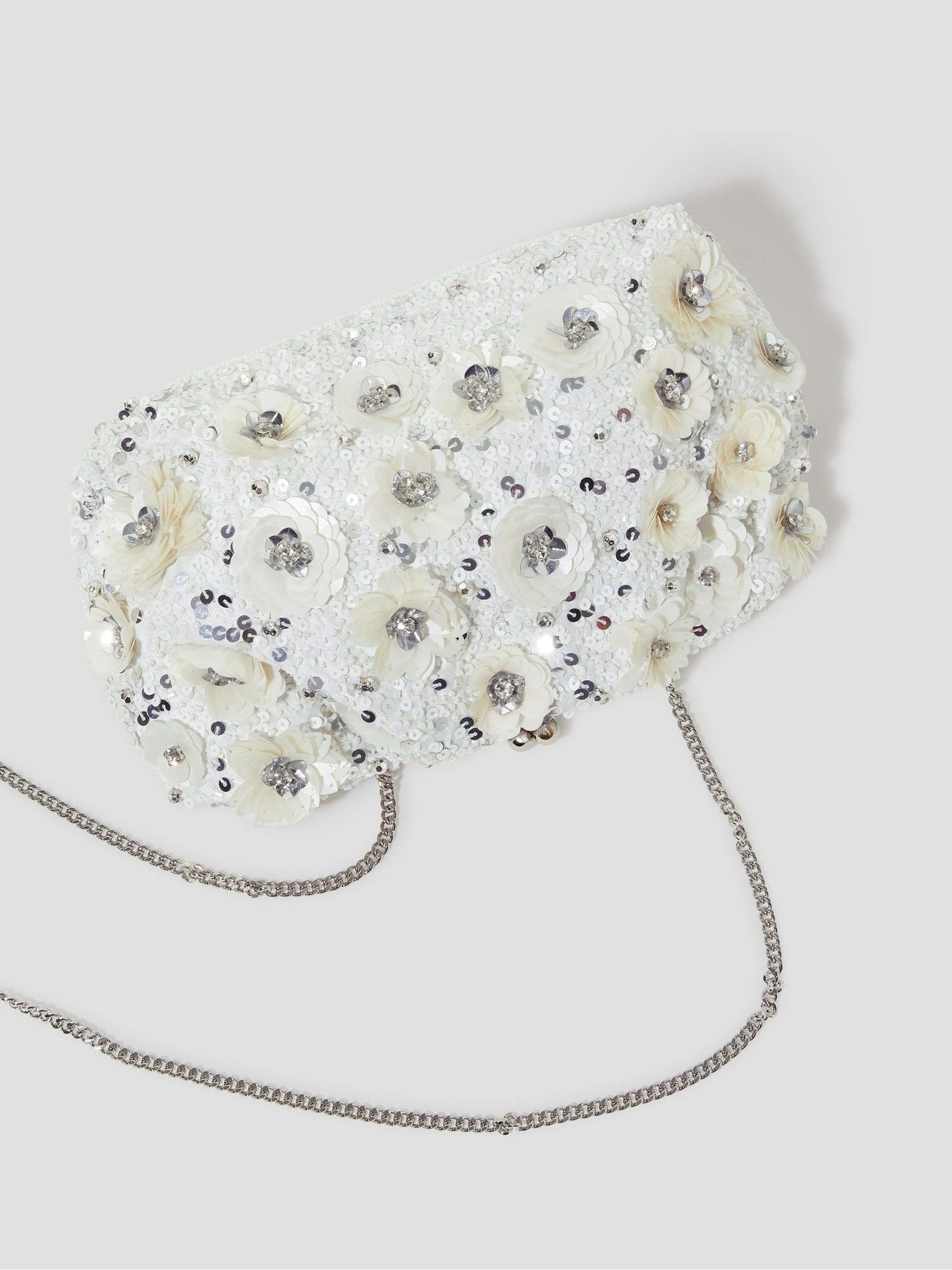 Monsoon floral embellished clutch bag 10cm, imported from the UK