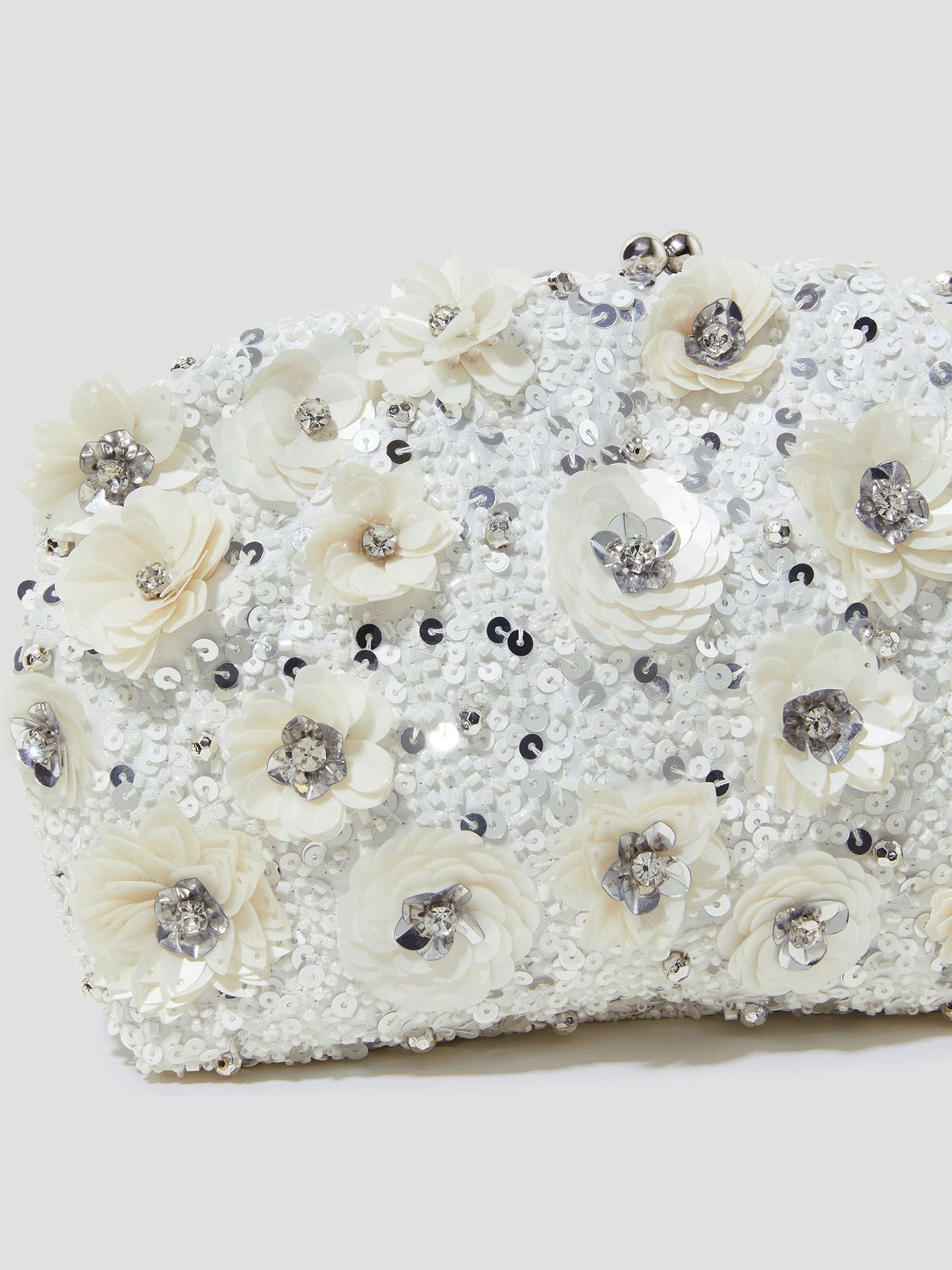 Monsoon floral embellished clutch bag 10cm, imported from the UK