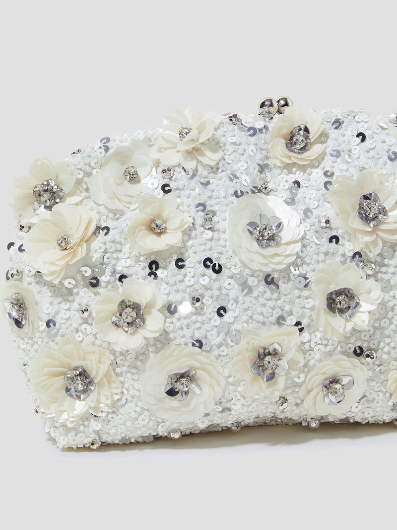 Monsoon floral embellished clutch bag 10cm, imported from the UK