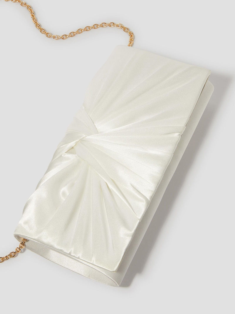 Monsoon Talia twisted satin clutch bag, imported from the UK
