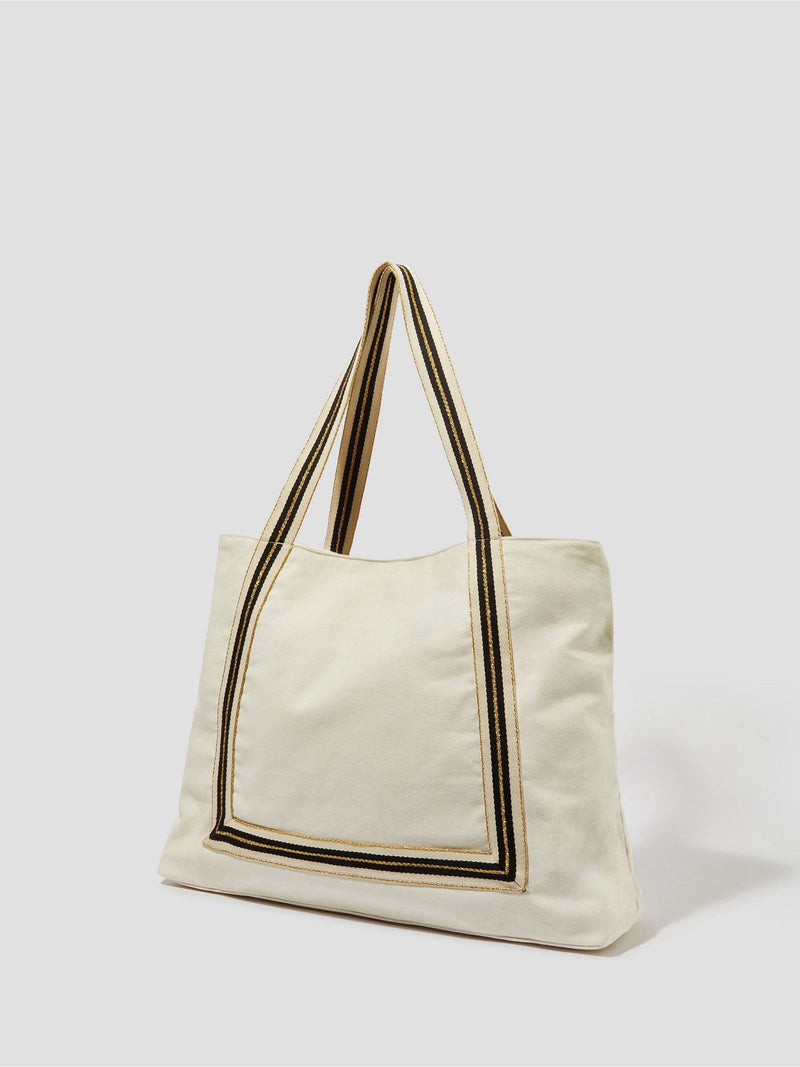 Monsoon Nia stripe strap tote bag, cotton outer (British brand)
