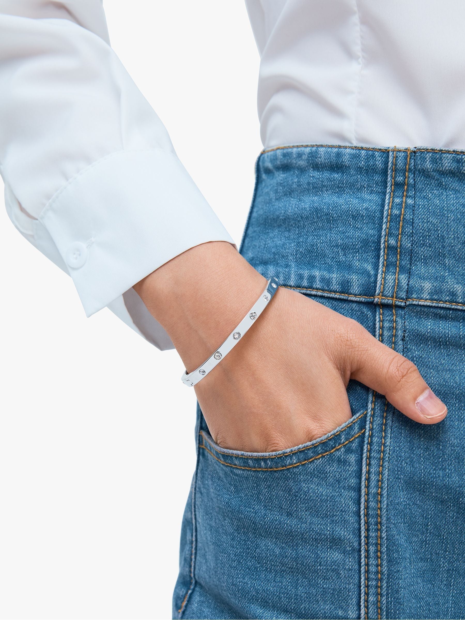 Kate Spade silver set in stone hinged bangle (British brand)