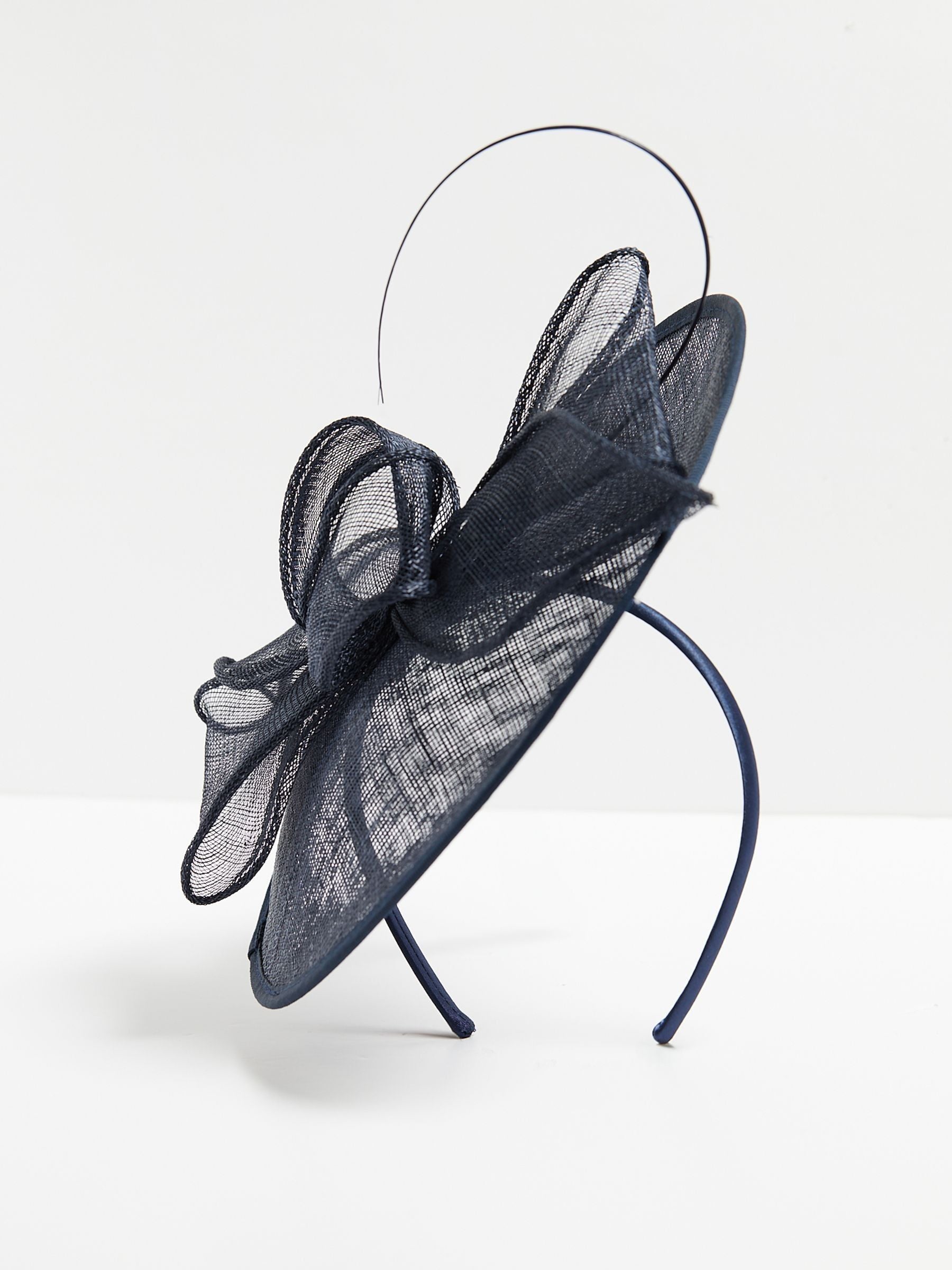 Jon Richard Blue Navy Woven Bow Fascinator 59mm x 37mm, UK version