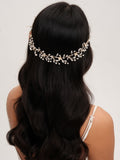 Jon Richard gold tone pearl crystal floral hair vine 350mm - British product