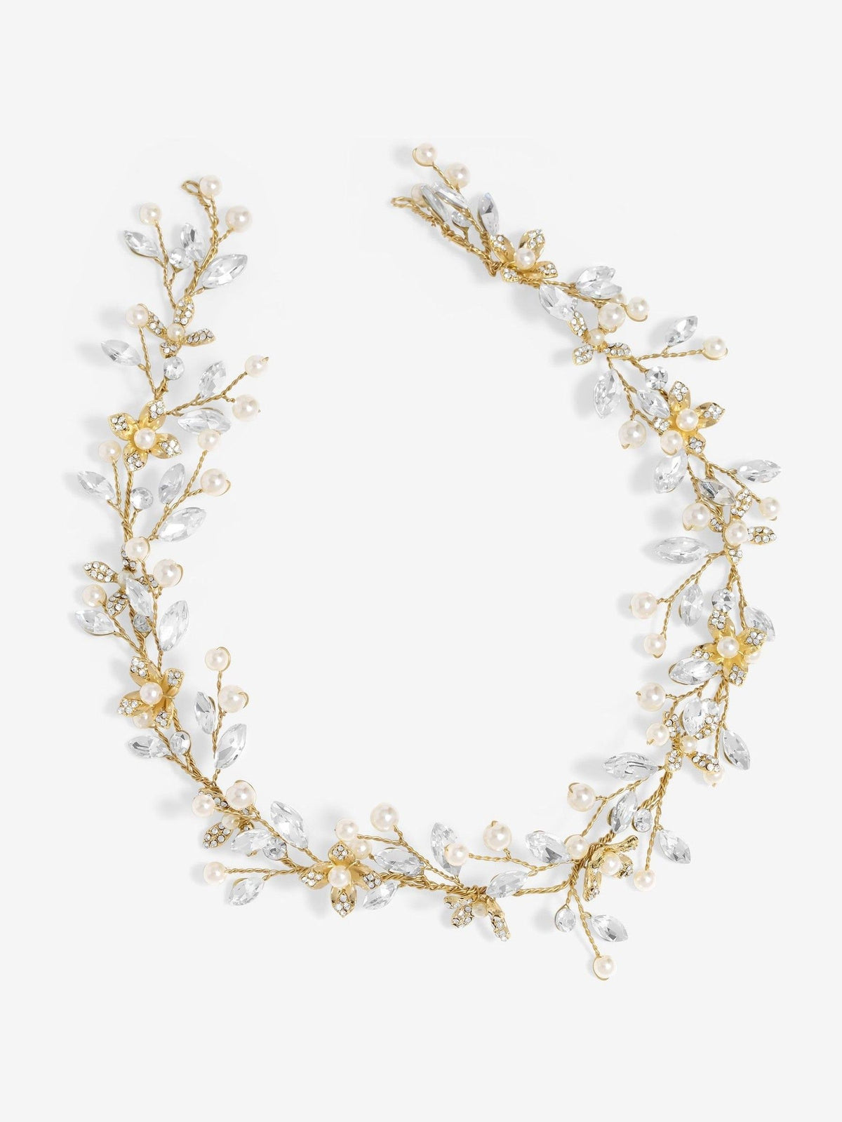Jon Richard gold tone pearl crystal floral hair vine 350mm - British product