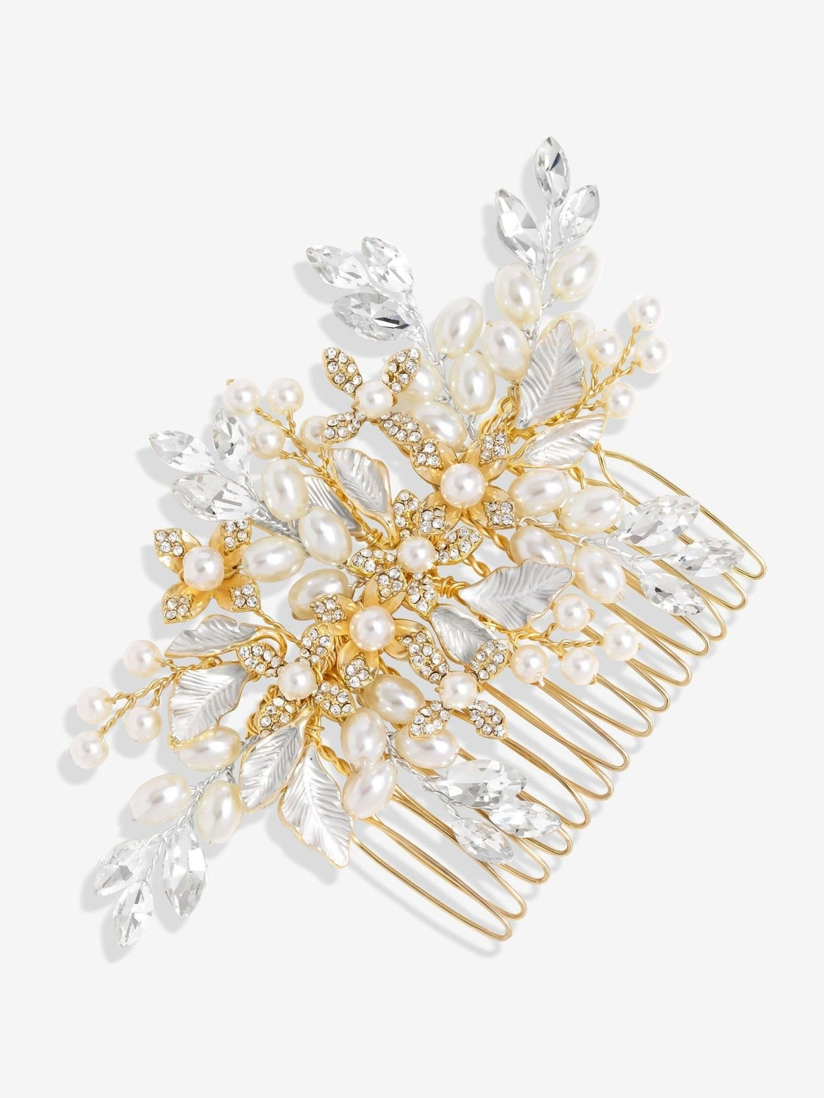 Jon Richard gold pearl crystal floral comb, UK version
