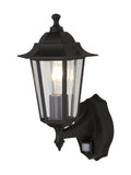 Searchlight Luna outdoor wall light black clear glass, imported from the UK
