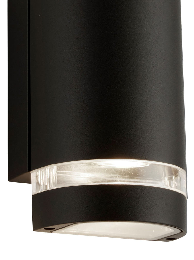 Searchlight Durham outdoor wall light black clear 24cm, imported from the UK