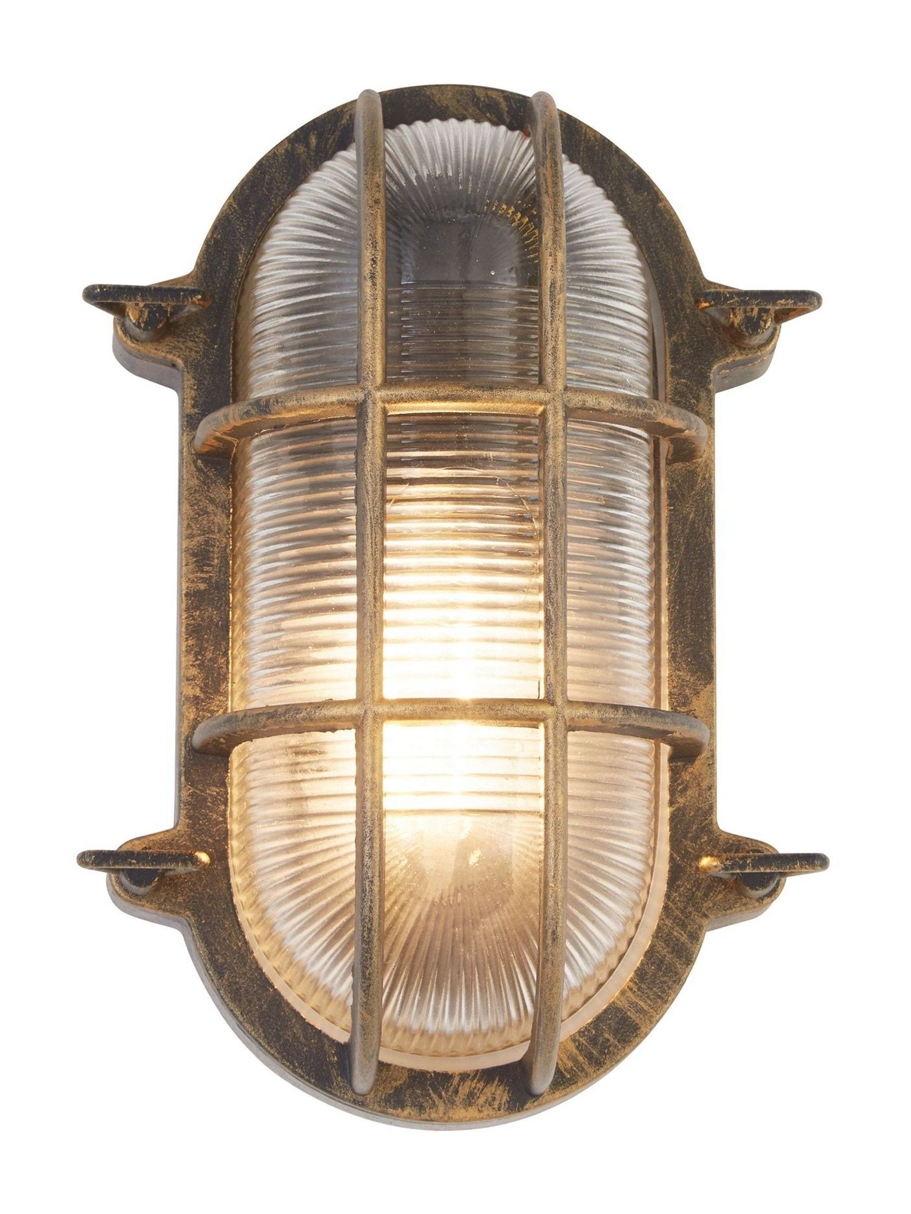 Searchlight black gold outdoor wall light - British product