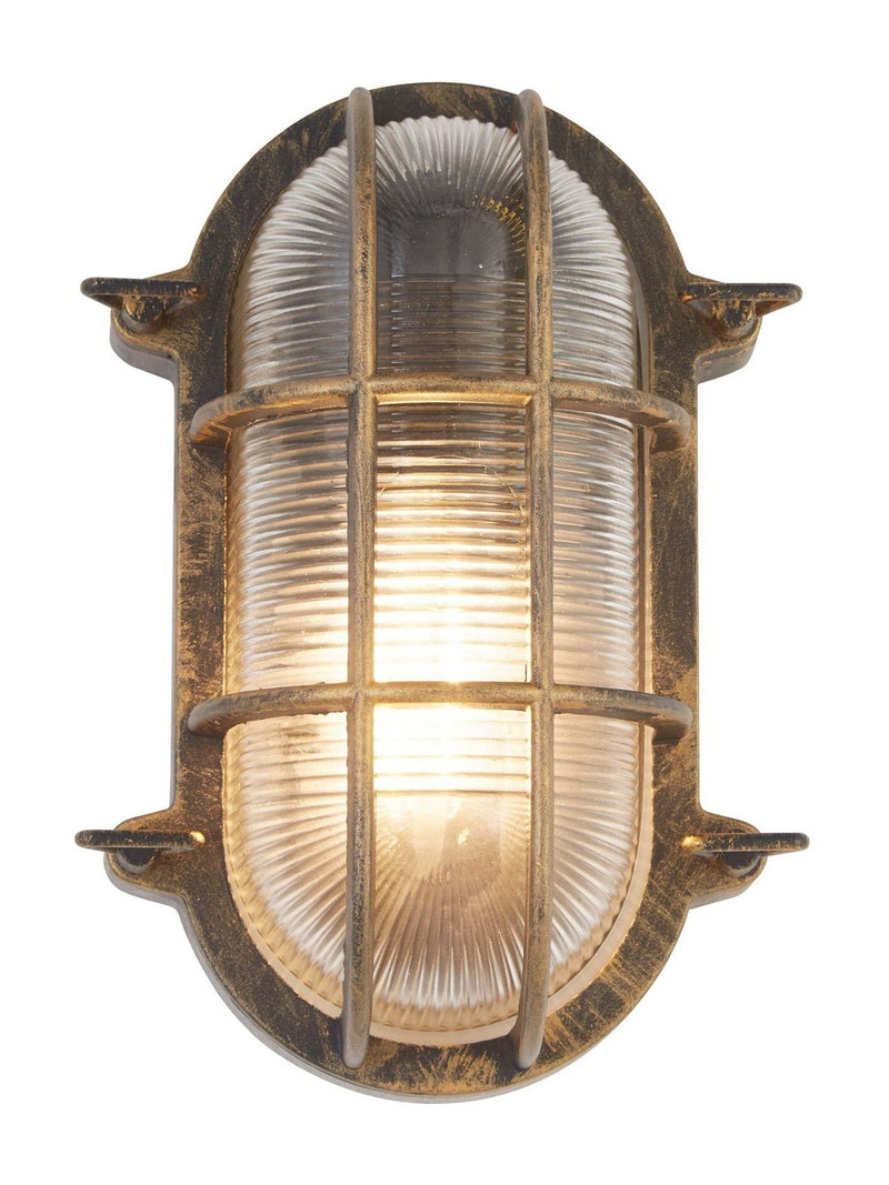 Searchlight black gold outdoor wall light - British product