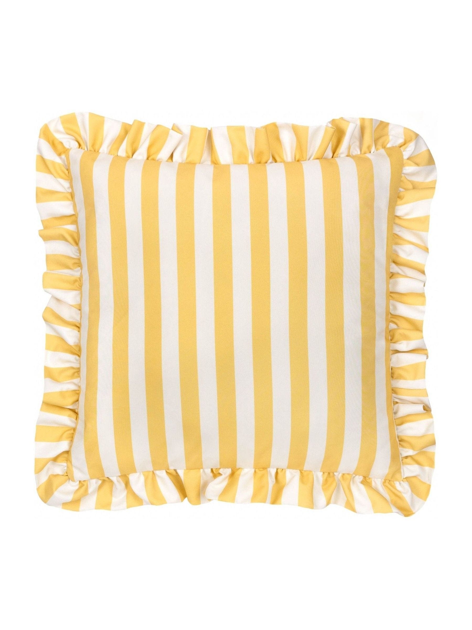 Furn Lottie yellow outdoor stripe cushion 45x45cm (British brand)