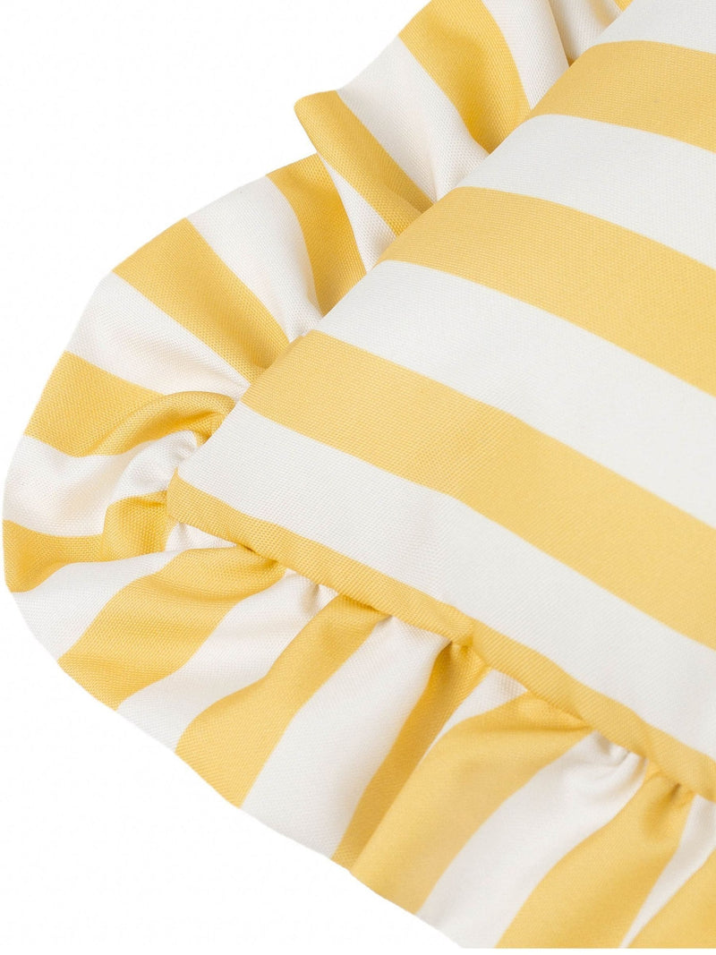 Furn Lottie yellow outdoor stripe cushion 45x45cm (British brand)