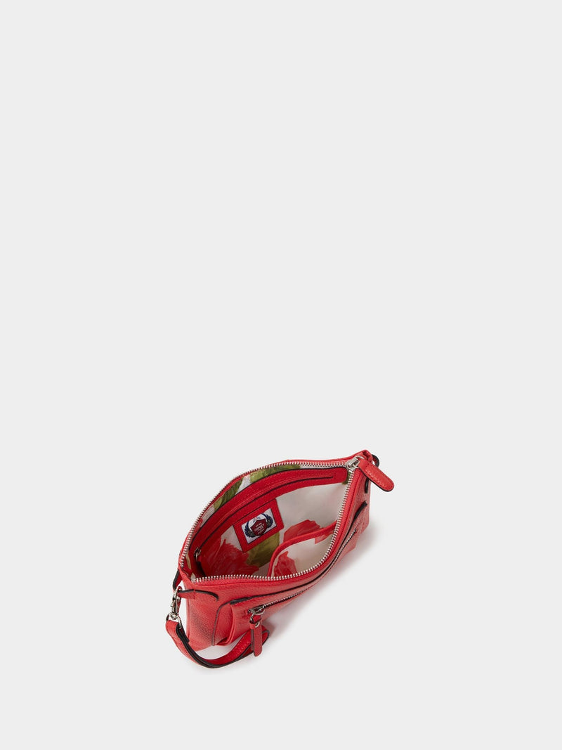 Osprey London Ruby cross-body bag in red Natural Grain leather, imported from the UK