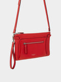 Osprey London Ruby cross-body bag in red Natural Grain leather, imported from the UK
