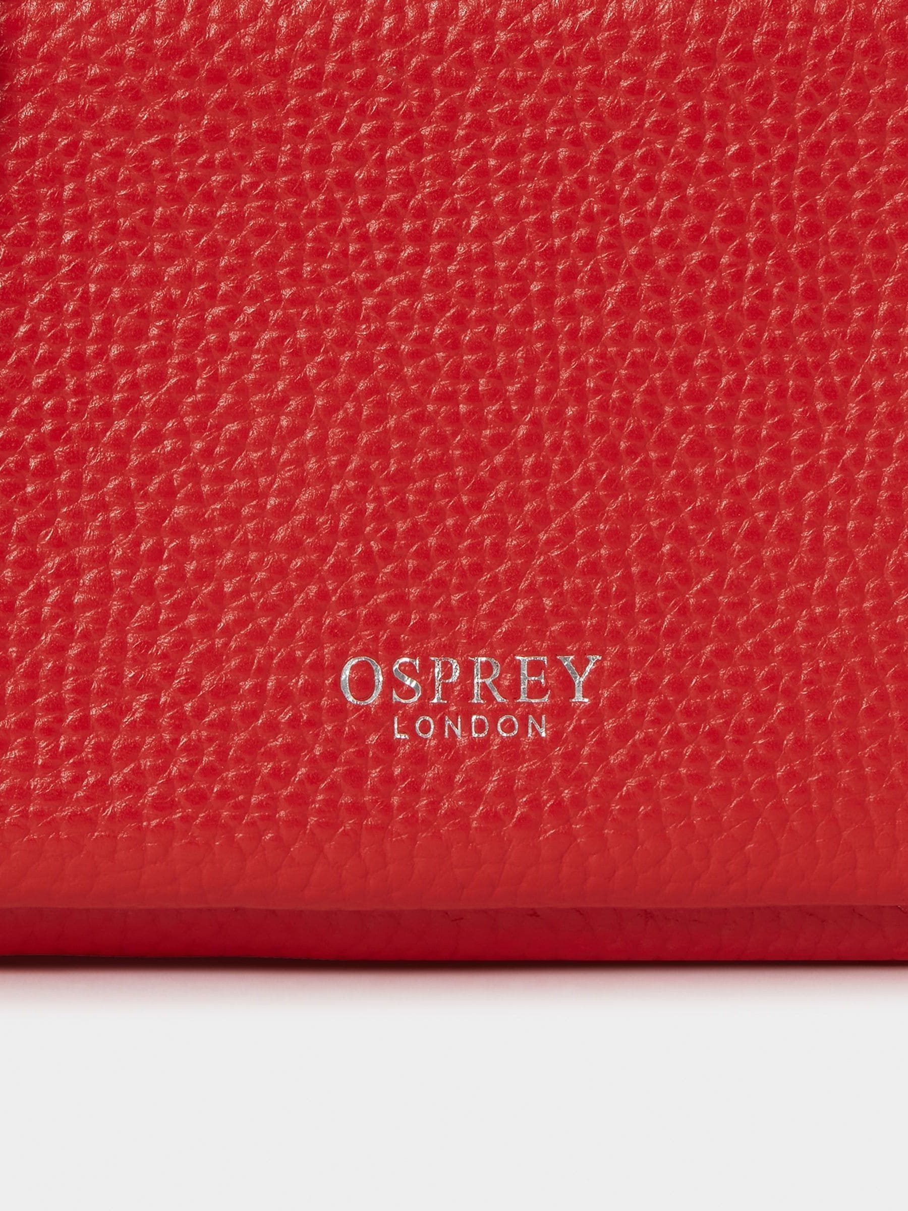 Osprey London Ruby cross-body bag in red Natural Grain leather, imported from the UK