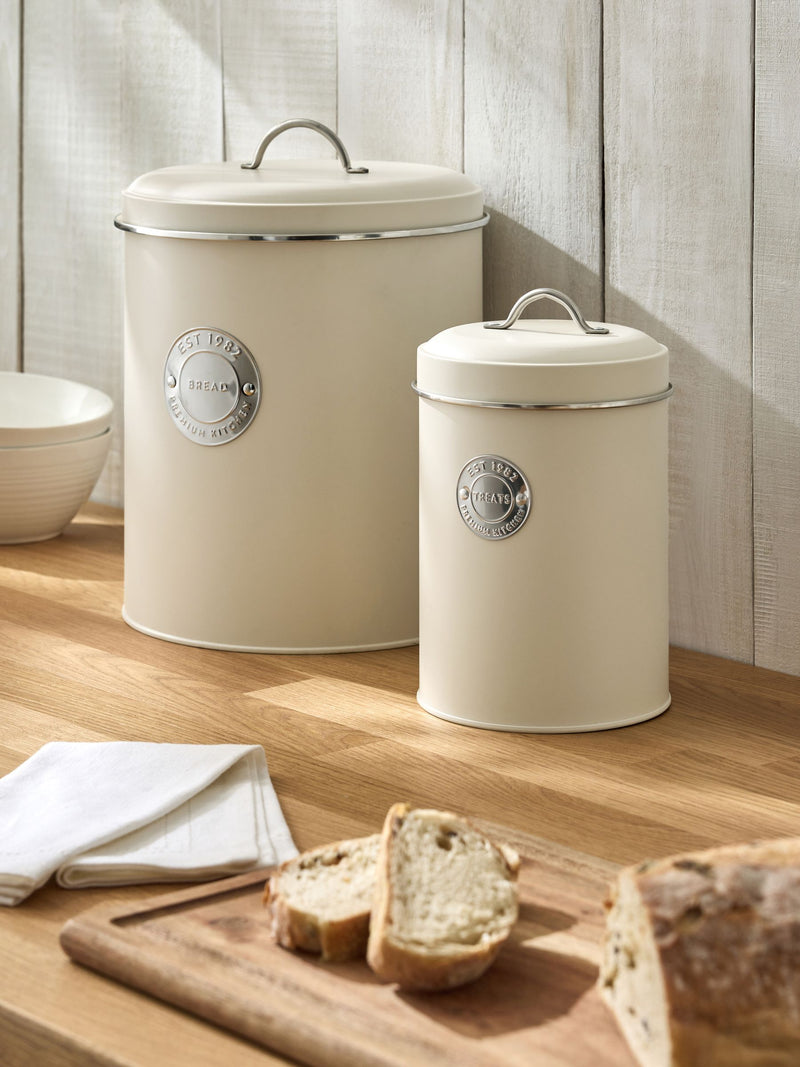 Cream Badge Set of 2 Metal Storage Jars for Tea, Coffee & Sugar - British product