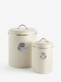 Cream Badge Set of 2 Metal Storage Jars for Tea, Coffee & Sugar - British product