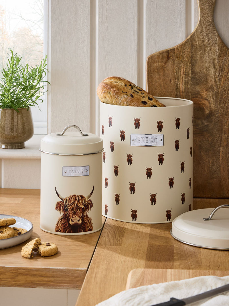 Cream bread bin and treat storage jars 30cm, UK version
